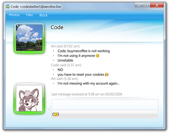 A screenshot of Aerochat's server chat window.
